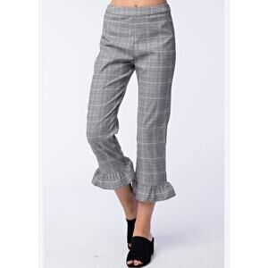 Honey Punch Capri Plaid pants size Medium ruffled hem